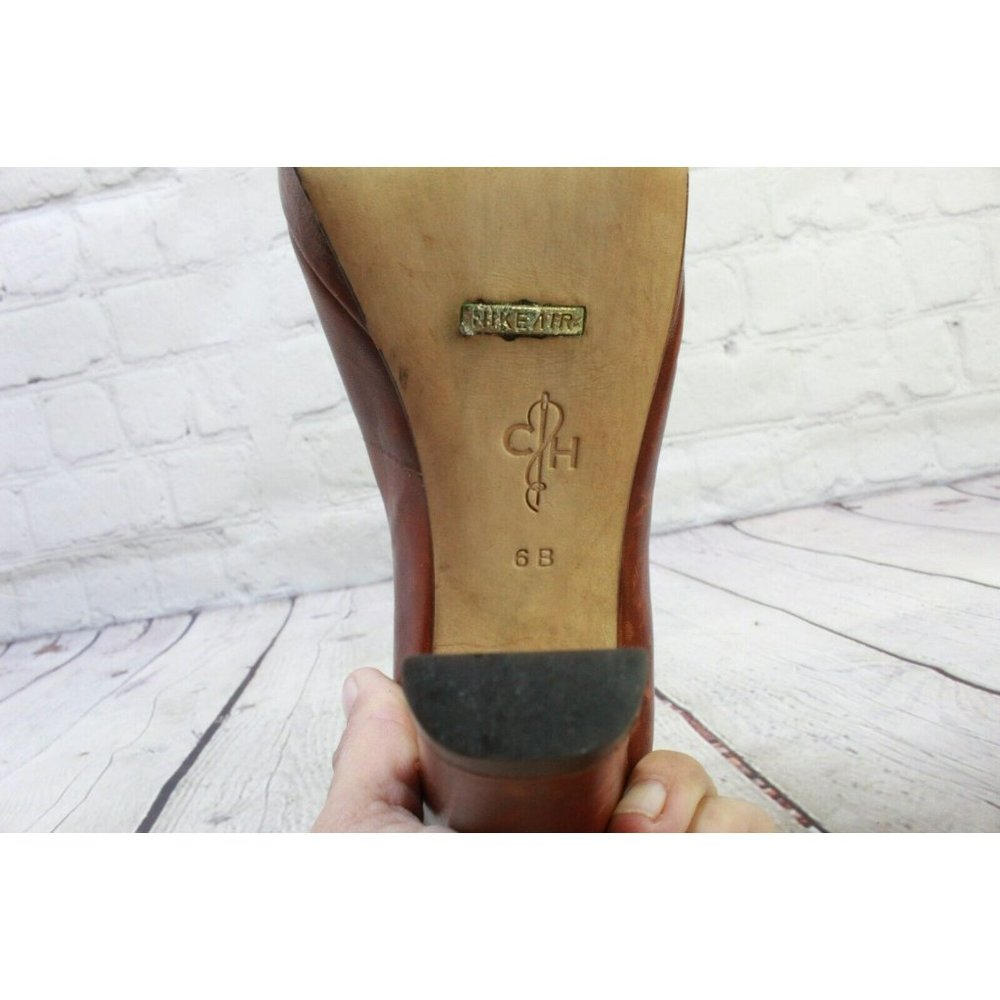 Cole Haan  Brown Leather Adjustable Strap Mary Jane High Heel Shoes Sz 6 B - Picture 8 of 9
